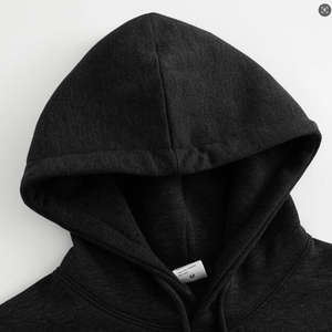 Felpa da uomo con cappuccio nero grigio canguro 270g cotone misto poliestere Pullover quotidiano - Product Image 4