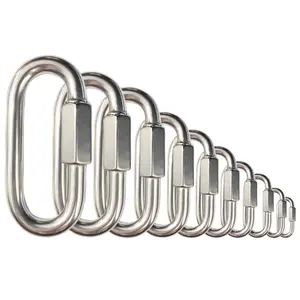 Rigging Hardware Supplier High Strength Stainless Steel 304 M4 M6 M8 Quick Repair Link Chain Hook Carabiner Ring With Screw
