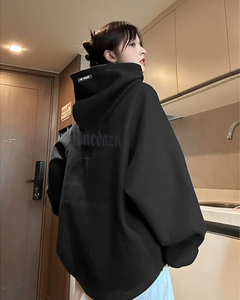 Felpa <span class=keywords><strong>con</strong></span> Cappuccio in Camoscio Pesante Personalizzata per l'Inverno <span class=keywords><strong>con</strong></span> Stampa sul Retro - Product Image 2