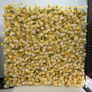 Série jaune réaliste <span class=keywords><strong>Rose</strong></span> Faux fleur mur pour toile de fond de mariage noël nouvel an chinois nouvel an événement en plein air Restaurant - Product Image 1