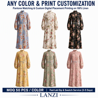 Robe longue en lin personnalisée OEM ODM pour femmes, boutonnée, manches longues, taille sur mesure, usine de vêtements