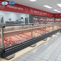 Vitrine Réfrigérée Commerciale pour Supermarché, Écologique, pour Viande Fraîche et Poisson, avec Éclairage LED, Comptoir de Boucher en Acier Inoxydable