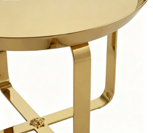 Jm Modern Gold Metal Side <b>Table</b> Round Stainless Steel Minimalist Design For Living Room Bedroom <b>Office</b> Hotel Apartment - Product Image 2