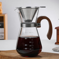 Carafe à café en verre borosilicate haute résistance avec filtre en acier inoxydable, pot à café pour infusion manuelle, pour la préparation quotidienne du café