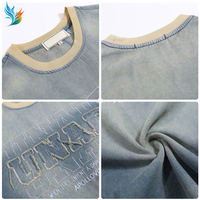 T-shirt vintage vert tie-dye pour homme, effet vieilli, brodé, style streetwear décontracté