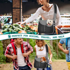 Échantillon gratuit Nouveauté Porte-bébé pour animaux de compagnie en polyester réversible à porter à l'avant réglable avec sac pour téléphone Maille respirante Cordon de serrage - Product Image 5