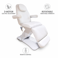 Table de soin électrique à 3 moteurs avec accoudoirs amovibles et hauteur réglable pour salon, spa, tatouage et soins du visage
