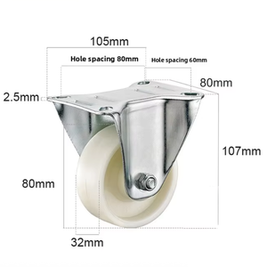 Pure Nylon &amp; <strong>Rubber</strong> Industrial Casters European Style Universal <strong>Wheels</strong> <strong>3</strong>.5-5inch Wear-resistant Pressure-resistant No Brake - Product Image 6