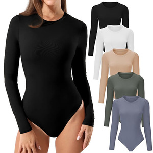 Custom dames yogakleding, hoogwaardige naadloze elastische fitness <span class=keywords><strong>bodysuit</strong></span> met lange mouwen - Product Image 2