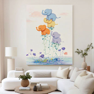 Pintura al óleo pintada a mano, elefante auspicioso, arte de pared texturizado moderno para decoración de fondo de sofá de sala de estar - Product Image 1