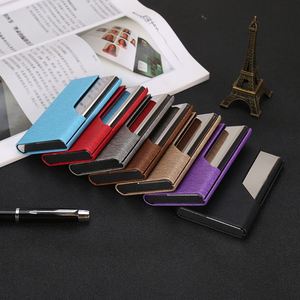Porte-cartes de visite personnalisé en cuir et aluminium, étui à cartes avec fermeture à clip pour hommes et femmes, pour le rangement des cartes de crédit - Product Image 5