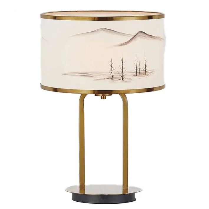 Factory Supplier Handpainted Lampshade Bedroom Table Lamp Bedside Copper China Lighting and Circuitry Design Modern 110V-240V 80