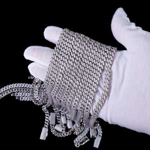 Factory Wholesale Best Selling White Gold Plated 925 Sterling Silver 6mm Vvs Moissanite Cuban Chain Link <b>Necklace</b> Hip Hop - Product Image 3