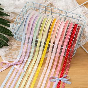Cinta de Grosgrain de una Cara, 100% Poliéster, con Puntos Rosas y Negros, 1 cm de Ancho, para Decoración, Envoltura de Regalos, Manualidades y Peinados, Venta al Por Mayor - Product Image 1