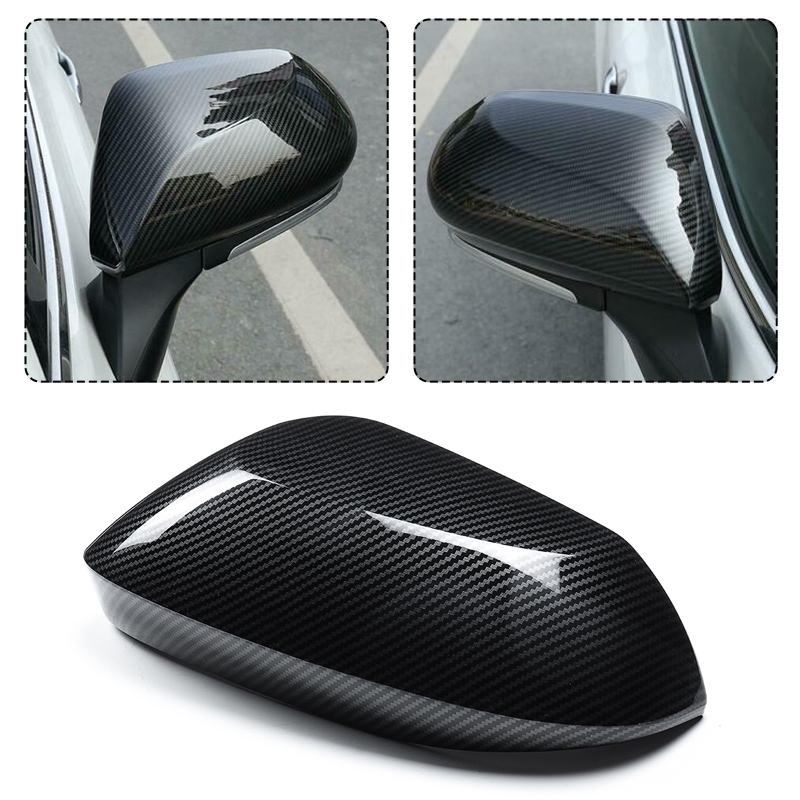 TOTMOX Coque de rétroviseur de porte gauche et droite - Compatible avec Toyota Corolla 2019-2020 - Fibre de carbone noir