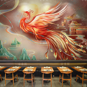 Phong cách Trung Quốc phong cách cổ điển kịch bản giết khách sạn TV nền bức tranh tường hình nền Phong cách Trung Quốc phong cách Phượng Hoàng vải xu hướng quốc gia - Product Image 1