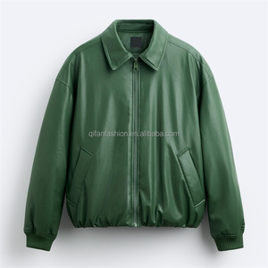<span class=keywords><strong>Giacca</strong></span> di pelle Bomber antivento bianca <span class=keywords><strong>verde</strong></span> chiaro con colletto della <span class=keywords><strong>camicia</strong></span> personalizzato per gli uomini - Product Image 2
