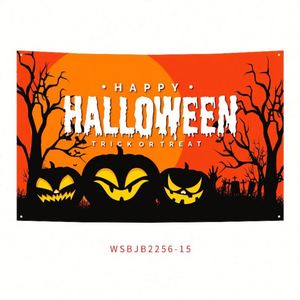 ขายธงแบนเนอร์แนวตั้งพิมพ์ลายดิจิตอลลายฟักทองฮาโลวีนน่ารัก ราคาถูก สำหรับห้องนั่งเล่น - Product Image 1
