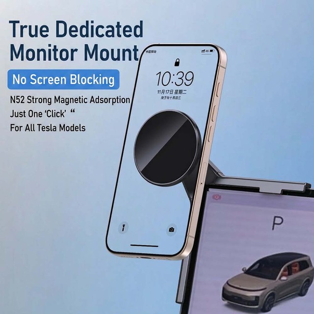 ForTesla Magnetic Phone Mount N52 Magnet 360° Rotation No Screen Blocking Alloy MagSafe Car Holder for Model 3 Y S X