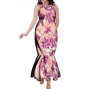 ड्रॉप शिपिंग अनुकूलित सुरुचिपूर्ण मत्स्यपालन प्रोम ड्रेस टोंगा मूरी प्रिंट वाटर ड्रॉप डिजाइन आस्तीन रहित महिला शाम की पोशाक - Product Image 3