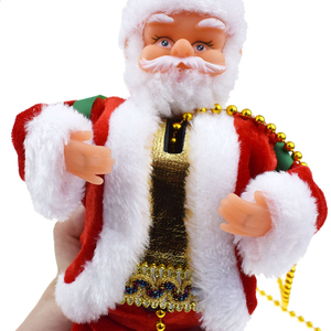 Babbo Natale di peluche musicale con corda per arrampicarsi, pupazzo animatronico per decorazioni natalizie - Product Image 4