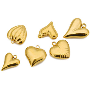 Colgante de corazón 3D de acero inoxidable, tamaño mediano, accesorios de joyería DIY para la fabricación de collares y pulseras - Product Image 3