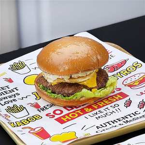 Disposable Food Grade Material Wax <b>Paper</b> <b>Sheets</b> for Burger <b>Wrapping</b> Custom Logo Print <b>Paper</b> for Fast Food & Takeaway - Product Image 1