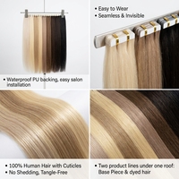 Ekstensi Rambut Remy Tape Berkualitas Tinggi, Lembut, Tak Terlihat, Tahan Air, 2.5g Per Lembar, Warna & Panjang Sesuai Pesanan, Supplier Grosir