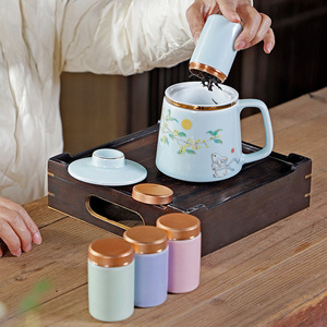Ceramic <b>Tea</b> Caddy Porcelain Mini Airtight Portable Travel Car Use Solid Color Gift <b>Box</b> - Product Image 4