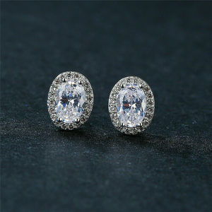 CAOSHI Cut Oval Cut Phụ Nữ Bông Tai Stud Hợp Thời Trang 925 Mạ Bạc Thiết Kế Mới Pha Lê Cubic Zirconia Wedding Earring Stud - Product Image 2