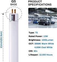 Tubo fluorescente t5, tri-fósforo, ahorro de energía, 4W, 6W, 13W, 21W, 28W