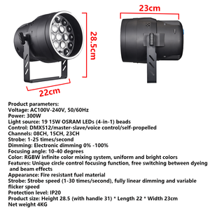 Apparecchiature di illuminazione professionale per palcoscenico di nuovo Design 19 pz * 15w RGBW4IN1 DMX Focus lampada Par Light - Product Image 4
