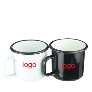 Mug en émail vierge en forme de V pour sublimation, sans anse, avec rebord en acier inoxydable, pour promotion, blanc, noir, personnalisable - Product Image 3