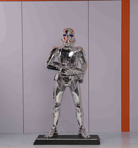 All'ingrosso modello nucleare in fibra di vetro scultura a grandezza naturale stella di guerra argento cromato statua del Robot per la decorazione del negozio di mobili LED - Product Image 4