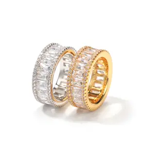 Винтажные парные серебряные мужские камни в современном стиле S925 кубинские сверкающие мужские золотые массивные кольца