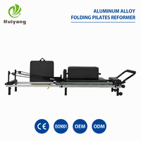 Reformer de Pilates en alliage d'aluminium de qualité professionnelle, rétractable, pliable, portable, réglable, facile à ranger, gain de place, pour usage domestique