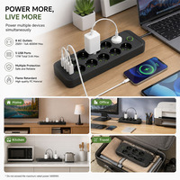 Regleta de Enchufes Estándar Europeo de Latón IP44 10A con 3 Tomas, 4 Puertos USB y 1 Puerto Tipo-C, Cargador con Enchufe Europeo de Cobre y ABS