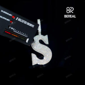 En gros Moissanite Lettre Pendentif Vente Chaude Ronde Taille Brillant Plaqué Or 925 Argent Fine Jewelry Pendentifs - Product Image 3