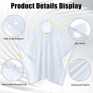 Ponchos de pluie personnalisés avec logo, transparents, jetables, écologiques, respirants, coupe-vent, séchage rapide, légers et imperméables - Product Image 3