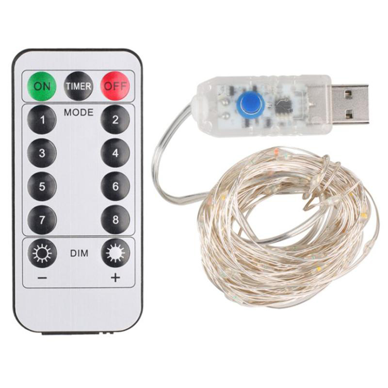 10M 100 Đèn LED RGB Thay Đổi Màu Không Thấm Nước Micro USB Fairy String Với Điều Khiển Từ Xa