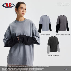 Chemise à manches longues à ourlet irrégulier, motif gaufré, impression à la cire, lavage à l'eau, style ancien, 325g, col <span class=keywords><strong>Henry</strong></span>, vente en gros ODM/OEM, personnalisable - Product Image 4