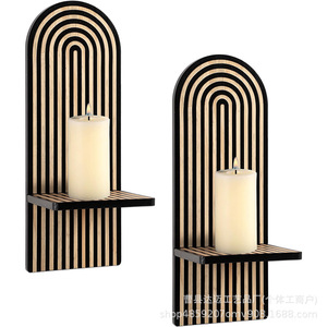 Wooden <b>Wall</b> <b>Mounted</b> Decorative <b>Shelf</b> Geometric Shape Single Layer For Bedroom Living Room Display Rack - Product Image 3