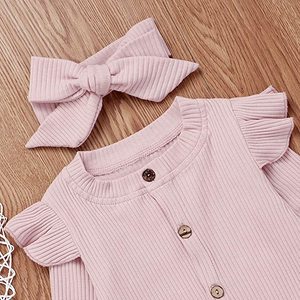 Ropa para Bebé Niña, Primavera y Otoño, Nuevo Mono de Manga Larga con Cinturón para el Cabello, Mono de 2 Piezas, Ropa para Bebé Recién Nacido - Product Image 4