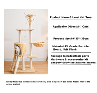 Arbre à chat moderne à 5 niveaux, grand complexe en bois de luxe avec poteaux à gratter en sisal, centre d'activités pour plusieurs chats
