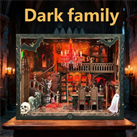 Kit de maison miniature DIY Dark Family - Maison de poupée en bois de style gothique avec décorations effrayantes