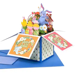 Carte de Pâques 3D Pop Up pour les enfants avec carte de note, une délicieuse carte de voeux de Pâques surprise pour les enfants, la famille et les amis