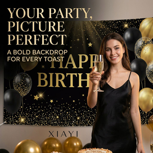 生日快乐摄影背景 男士女士男孩女孩蓝色银色生日照片背景派对横幅装饰可定制 - Product Image 3