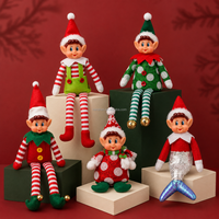 Maßgefertigte Weihnachts-Langbein-Elfenpuppe aus Polyester, Sitzende Feiertagsdekoration für Zuhause und Kamin