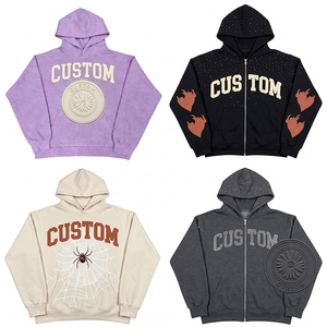 เสื้อฮู้ดดี้ทรงโอเวอร์ไซส์ สตรีทแวร์ผู้ชาย ผ้าฝ้ายเฟรนช์เทอร์รี่ 100% หนัก 500GSM ซักย้อมสีแบบวินเทจ สไตล์บ็อกซี่ฟิต - Product Image 1