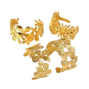 New Arrival Wholesale Flower <b>Butterfly</b> Open Cuff <b>Bracelet</b> Bangle 18k Gold Plated Waterproof Stainless Steel <b>Bracelet</b> for Women - Product Image 1